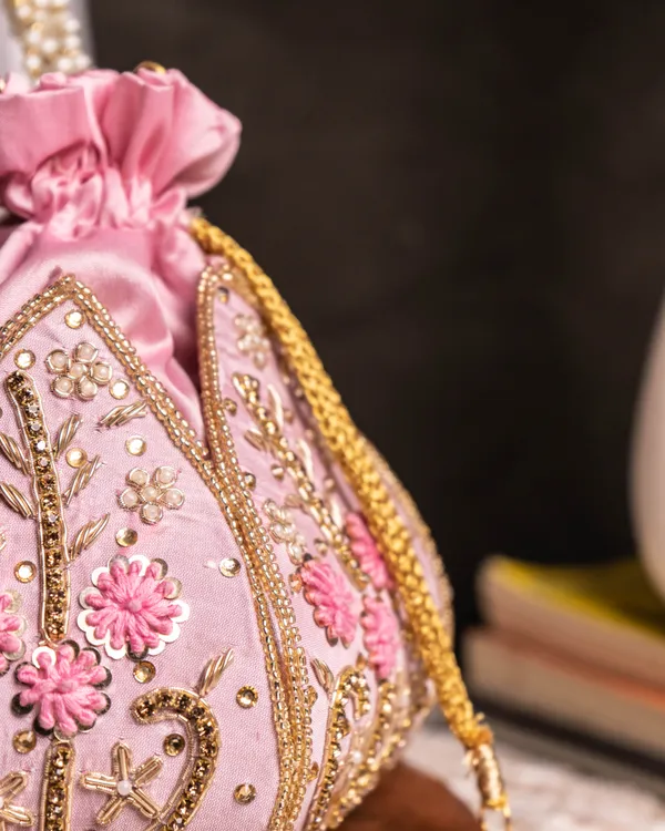 The_Blush_Lotus–_Handcrafted_Pearl_Handle_Evening_lotus_Potli_Bag